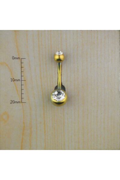 TAKIDAN Renkli Çift Taşlı Cerrahi Çelik Göbek Piercing 12 Mm