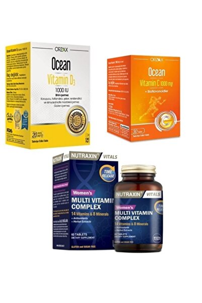 Ocean Ocean D3 1000 Iu Sprey 20 Ml+ocean C Vitamin 1000 Mg+nutraxın Multıvıta...