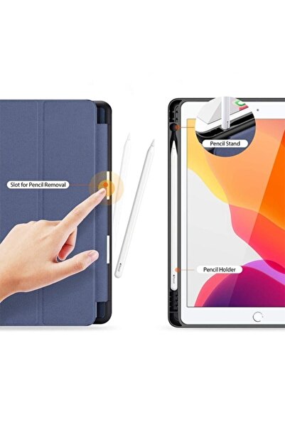Ally Mobile Dux Ducis Ipad 7th Gen 10.2 2019 Kılıf Kalem Yerli Soft Tpu Mıknatıslı Mavi