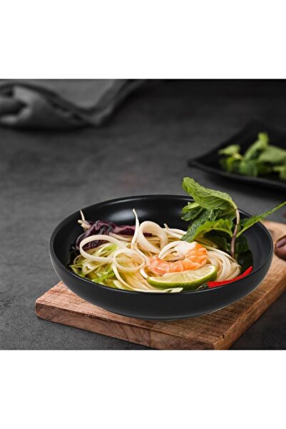 Keramika Tabak Nordıc Yemek 22 Cm Mat Sıyah 6 Lı