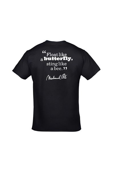 Orijin Tekstil Unisex Μαύρο μπλουζάκι Muhammad Ali Float Like A Butterfly Sting Like A Bee