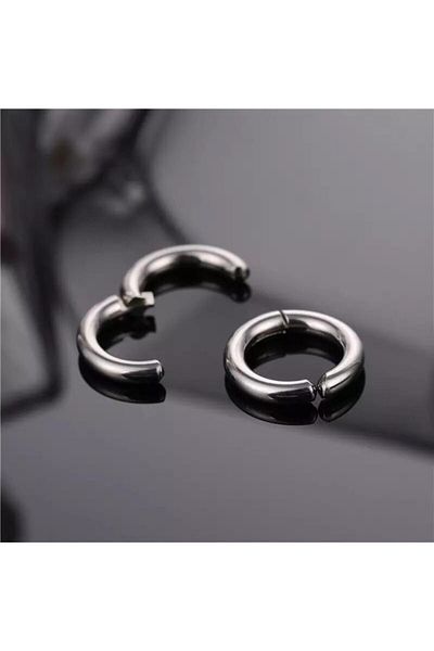 Jaida Moda Silver Compression Anti-Tarnish Steel Hoop Earrings