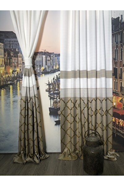 rendecioğlutekstil Fon Perde Gofrelli Panel Perde Keten Dokuma Ultra Lüx Perd...