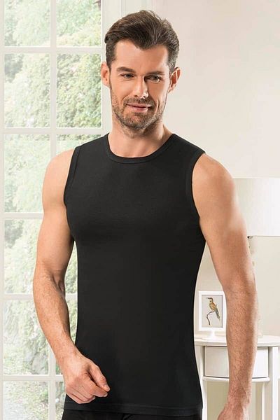 Jiber Men's 4-Piece Black White (2 Colors 1 Pack) Zero Sleeve Crew Neck Undershirt Athlete 114&126