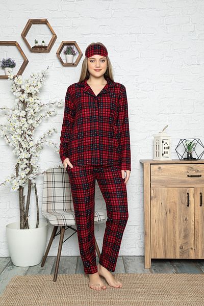Pijamoni طقم بيجامة شتوية منقوشة من جلد الغزال للسيدات