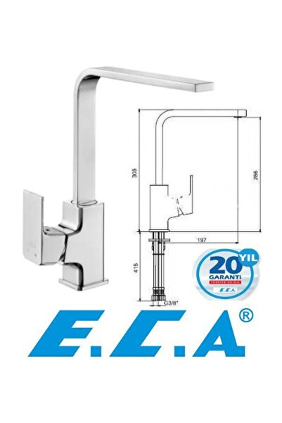 Eca Tiera Mutfak Eviye Evye Bataryası Armatürü 20 Yıl Garanti 102118123