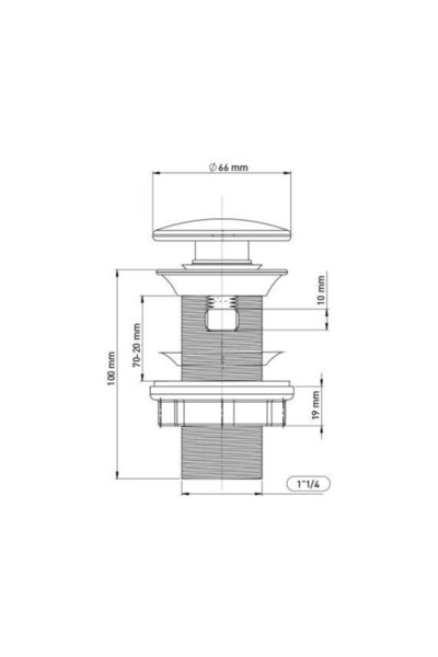 ULUMAK Lavabo Sifonu Clik-clack Pup-up Beyaz Seramik Kafa Taşmalı