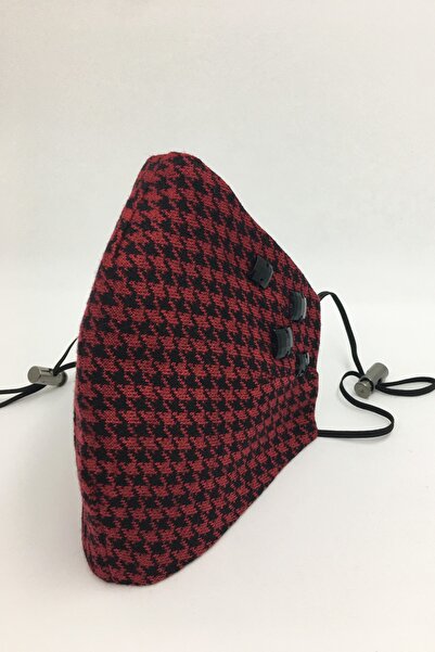 Vera Taşlı Kaz Ayağı Desenli Çift Katlı Pamuklu Kumaş Maske