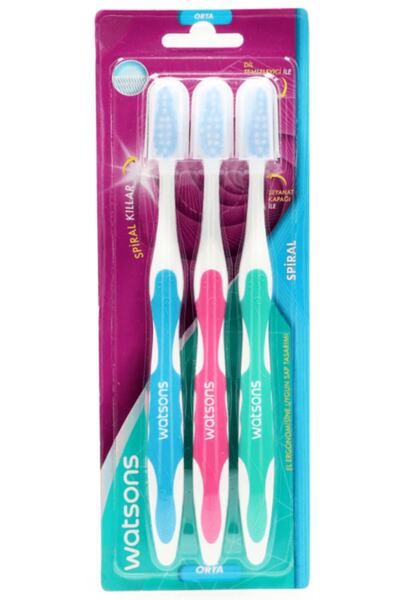 Watsons فرشاة أسنان حلزونية متوسطة الحجم 3 قطع