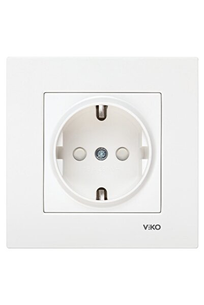 VİKO Priză cu împământare Karre - Priză albă (cadru inclus)