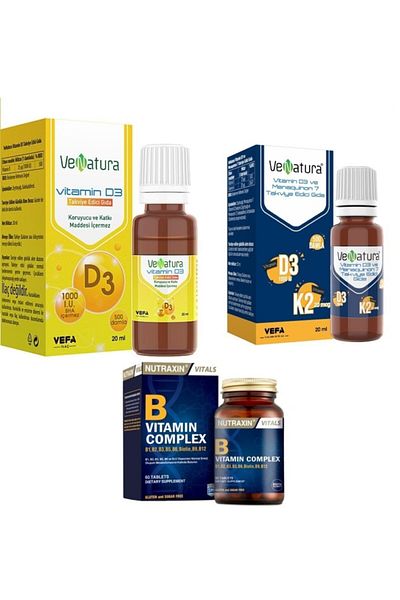 VeNatura D3k2 20 Ml - Drops+ 1000 Iu D3 and Nutraxin Vitamin B Complex