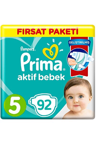 Prima Aktif Bebek 5 Beden 11-16 Kg 2×46=92 Adet Bebek Bezi