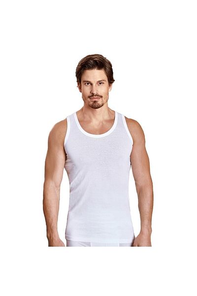 Berrak Men's White Strappy Cotton Undershirt 24 Pcs