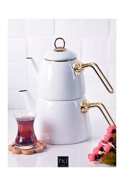 Paçi White Enamel - Luxury Teapot Set