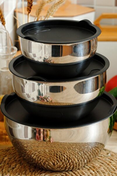 AROW Enzo 3'lü Çelik Saklama Kabı