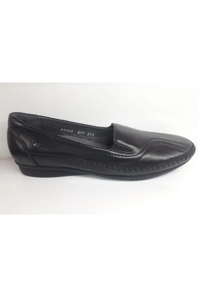 Forelli 51302 Kadın Siyah Comfort Babet. Deri Ayakkabı
