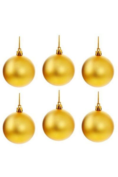 Happyland 6 Pieces New Year Cute Ball Ornaments Gold Color 6 cm