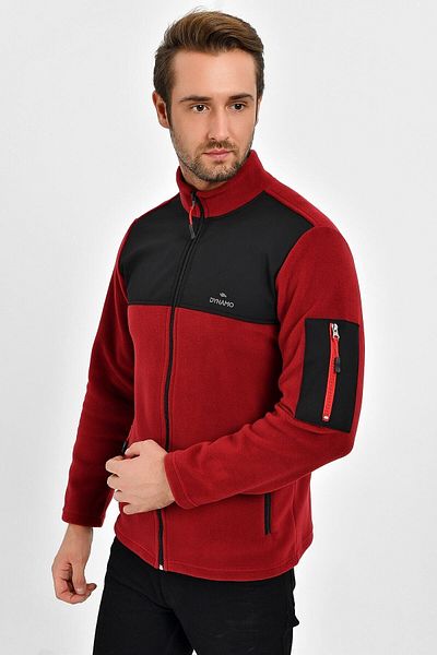 DYNAMO Men's Burgundy Zippered Pocket Fleece Jacket