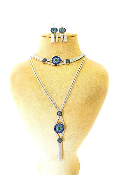 Artuklu Telkari 925 Ayar Gümüş Mardin Midyat Hasırı Mineli Kadın 3'lü Set