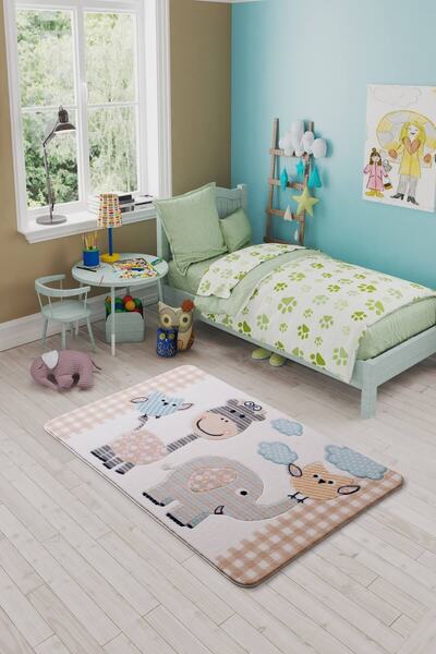 Confetti Animal Kingdom Bej Oymalı Çocuk Halısı - 100x150