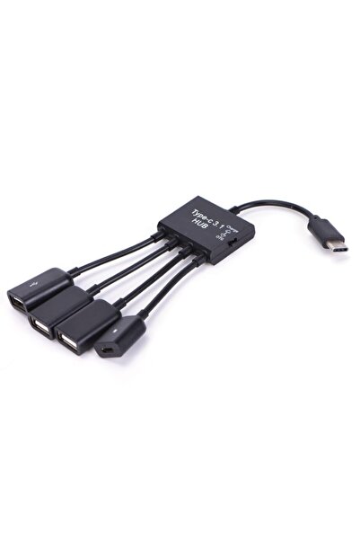 Platoon Typ-c Usb To Otg Ve Şarj Usb 3.1 Usb Hub 3 Usb + Micro Usb