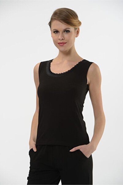 Hmd 3-Piece Women's Cotton Black Tank Collar Detailed & Comfortable Texture & Thick Strap