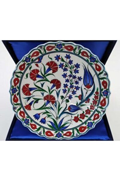 Sultan Çini -el Emeği Kadife Kutulu 25 Cm Samur Desenli Duvar Tabağı