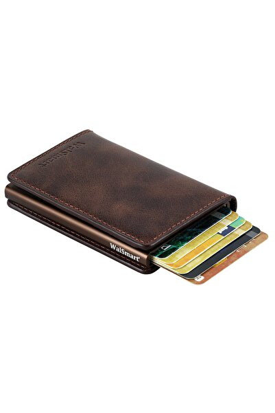 WalSmart Slim Crazy Leather Wallet with Smart Mechanism-brown