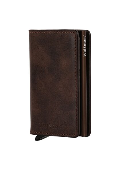 WalSmart Slim Crazy Leather Wallet with Smart Mechanism-brown