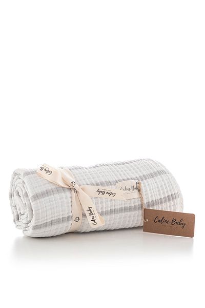 Caline Baby 4 Layer Muslin Blanket 120x120cm - Gray Striped