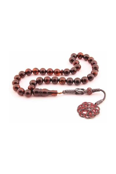 Tesbihsepetim Dark Red 1000 Sterling Kazaz Tasseled Globe Rosary