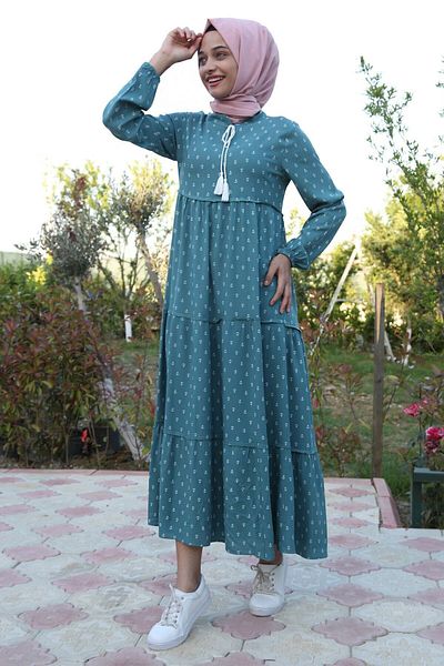 Bigdart Φόρεμα 1627 γιακά Lace Up Hijab