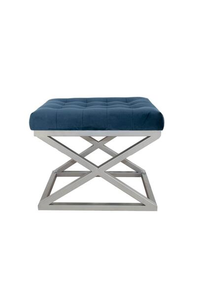 evodeko Gümüş Çapraz Ayaklı Lacivert Puf