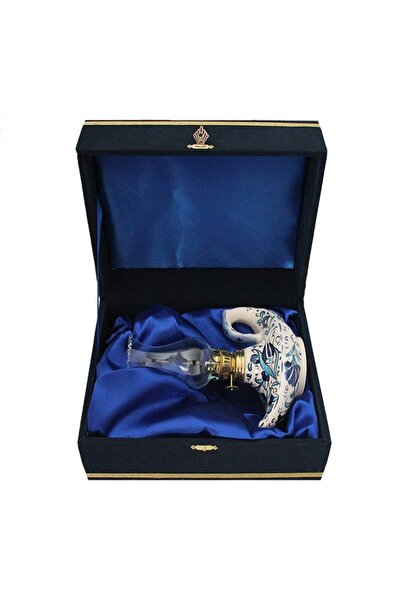 Sultan Çini -el Emeği Alaaddin Gaz Lambası Çini Lacivert Kadife Kutulu