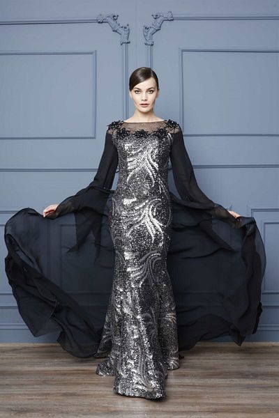 Esswaap Rochie de Seara Argintiu - Front Roba Rose Stone Paiete Paiete