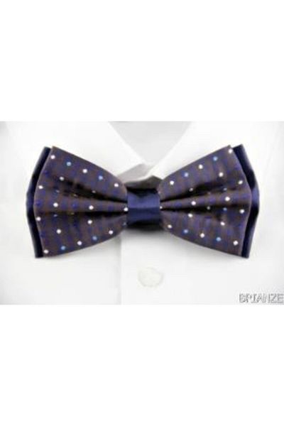 Brianze Dotted Brown-Navy Blue Bow Tie Dp-9