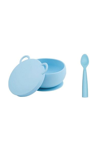 OiOi Blue Lid Bowl and Nam Nam Spoon Set