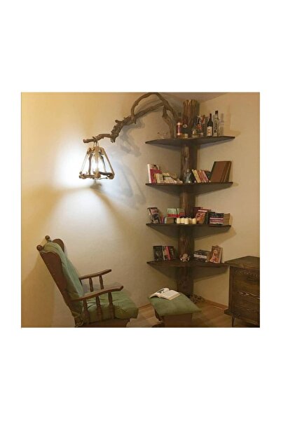 Woodymoda Doğal Kütük Kitaplık Masif Ahşap