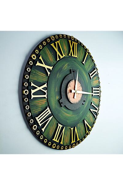 KAYRA SAAT Kayra Tasarım Atölyesi Ahşap Somun Green Roma 50cm