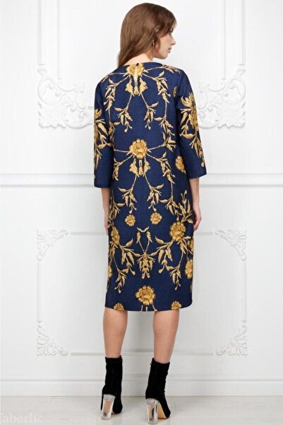 Faberlic Μπλε μακρυμάνικο φόρεμα με κούφιο μέγεθος 48