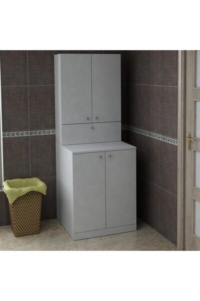 BMdekor Çamaşır Makinesi Dolabı Poyraz Beyaz