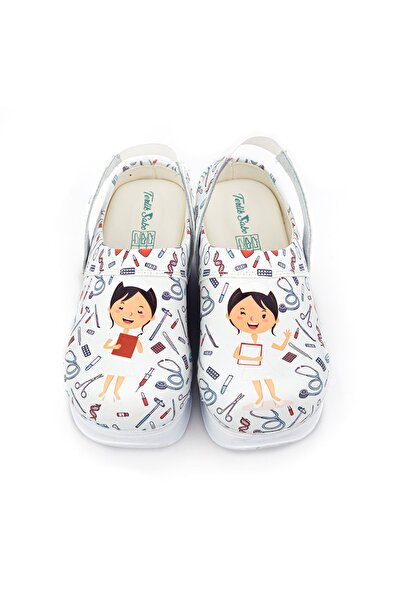 TERLİKSABO Hemşire Desenli Arkadan Bantlı Air Max Terlik