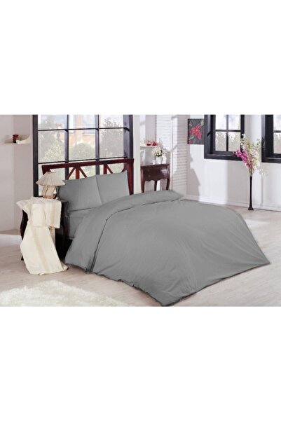 ERZAHOME Obična siva 100% pamuk - Bračni elastična Set posteljine