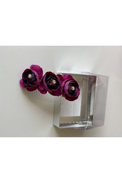 QUEEN AKSESUAR Purple Plum Color Transparent Scalloped Artificial Floral Ston...