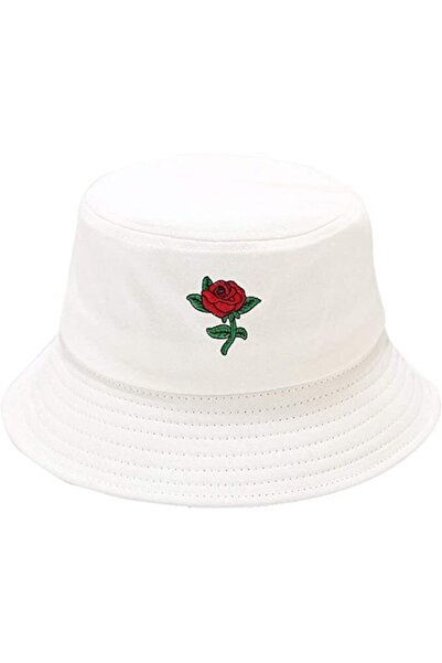 ŞapkaMania Rose Patterned Basic Bucket Hat