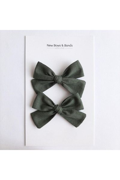 NEW BOWS BANDS طقم إبزيم أخضر للفتيات والرضع مكون من قطعتين