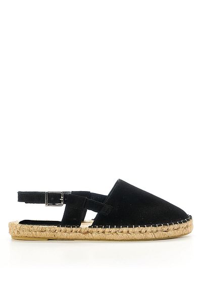 Louis Cardy Helot Black Genuine Suede Women's Espadrille Sandals