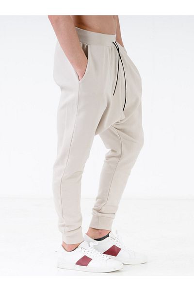 JAHR MARC Ανδρική φούτερ Shalwar Oversized Cream με Δερμάτινο Κορδόνι
