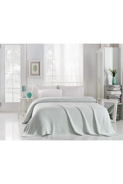 Betires Home Knitted Double Blanket Aqua