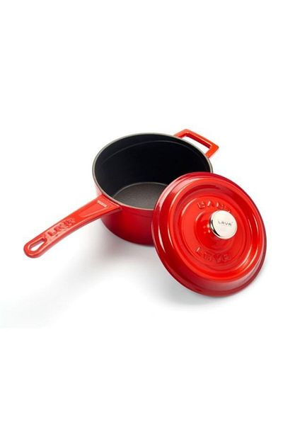 Lava Cast Round Sauce PotMetal Handle Diameter (ø16 Cm-(milk jug) Red